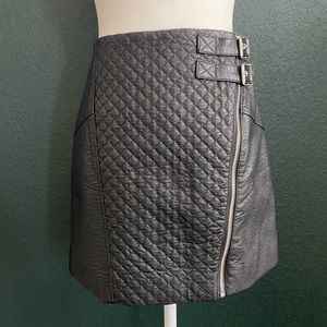 H&M Quilted Side Zip Faux Leather Mini Skirt